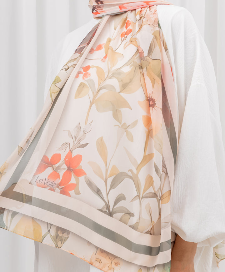 Subtle Blooms Chiffon Scarf