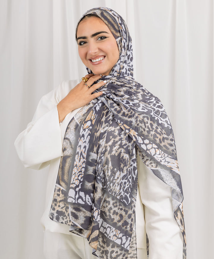 Sleek Leopard Chiffon Scarf