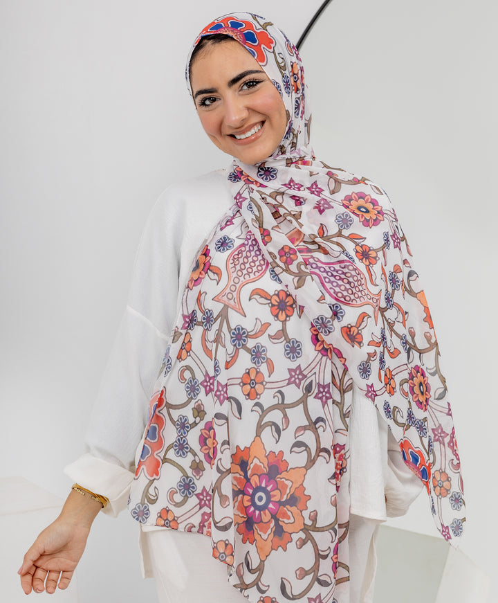 Floral Finesse Chiffon Scarf