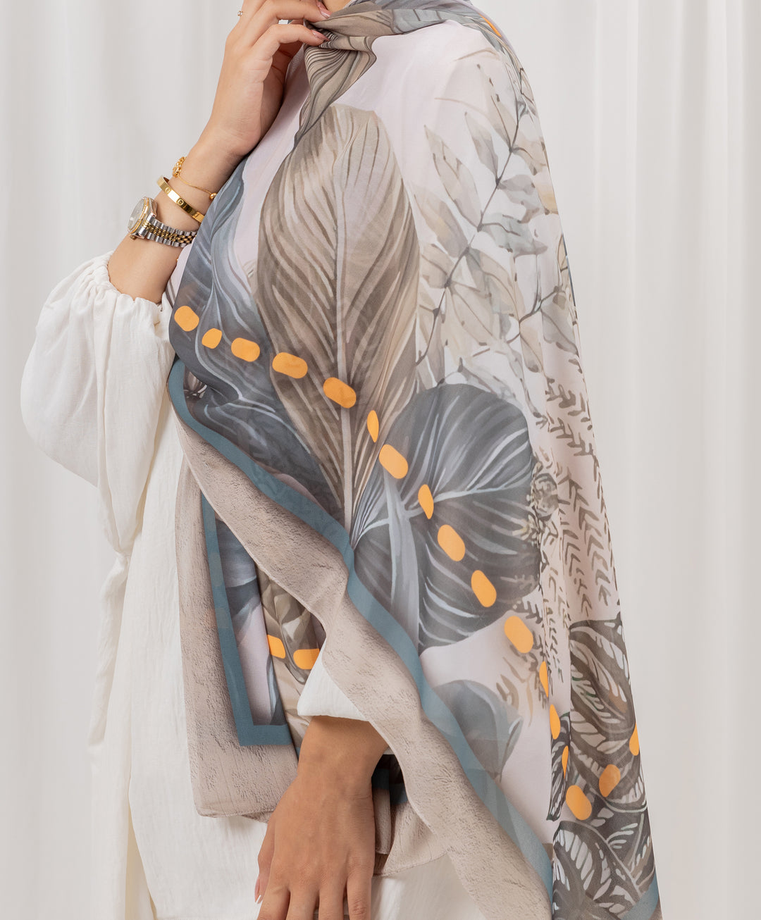 Leafy Charm Chiffon Scarf