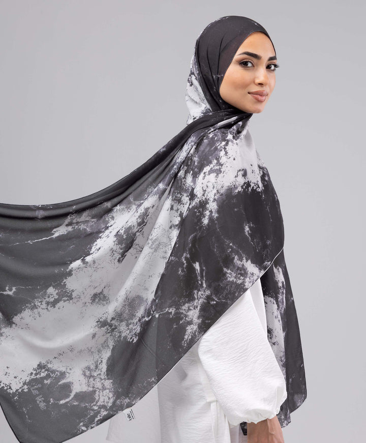 Midnight Marble Chiffon scarf