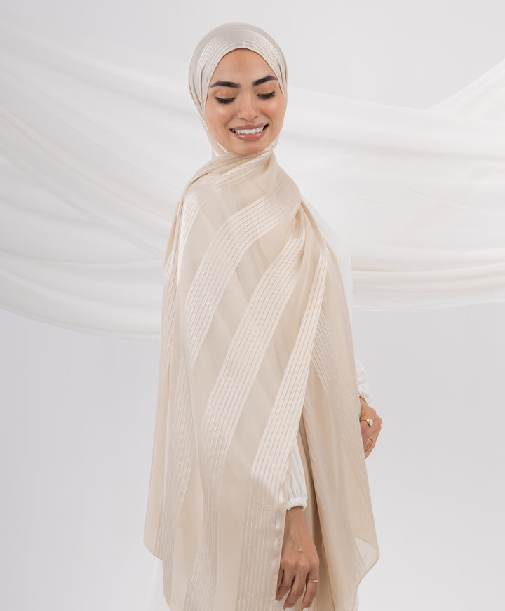 Glittery Crinkle Satin Chiffon Scarf