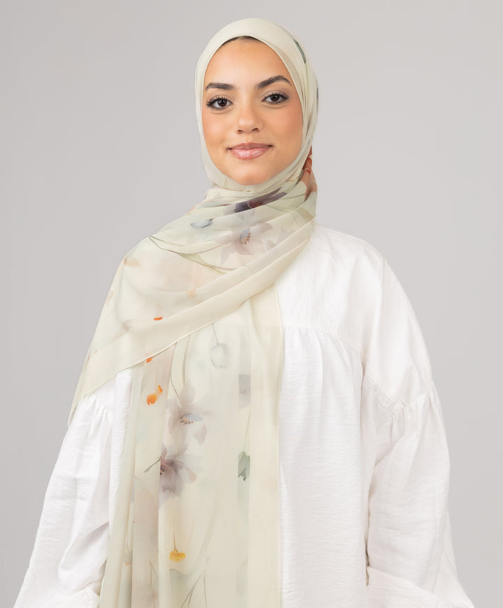 Sunrise Bloom Chiffon Scarf