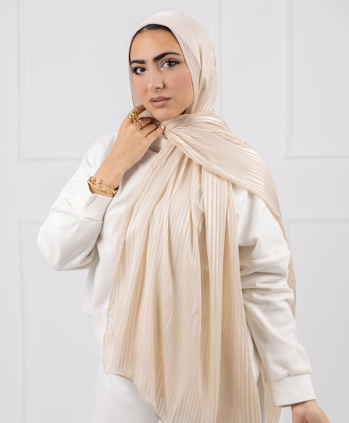 Linear Satin Chiffon Scarf