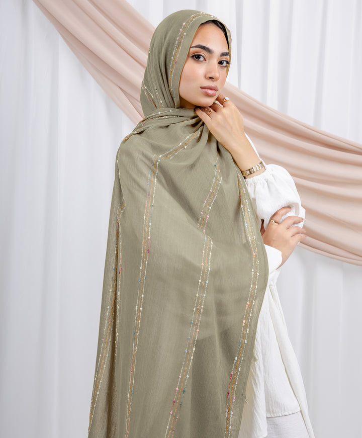 Embroidered Linen Scarf
