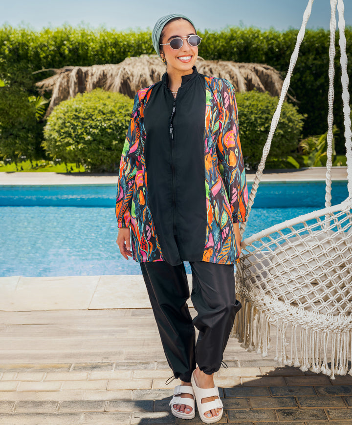 Side Printed Modest Burkini