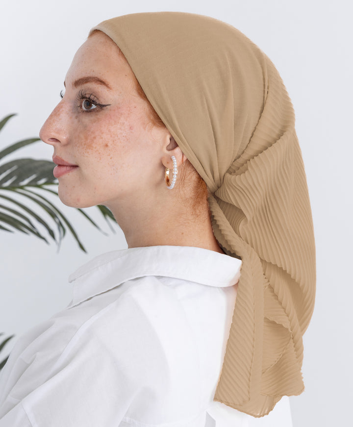 Pleated Plain Square Scarf