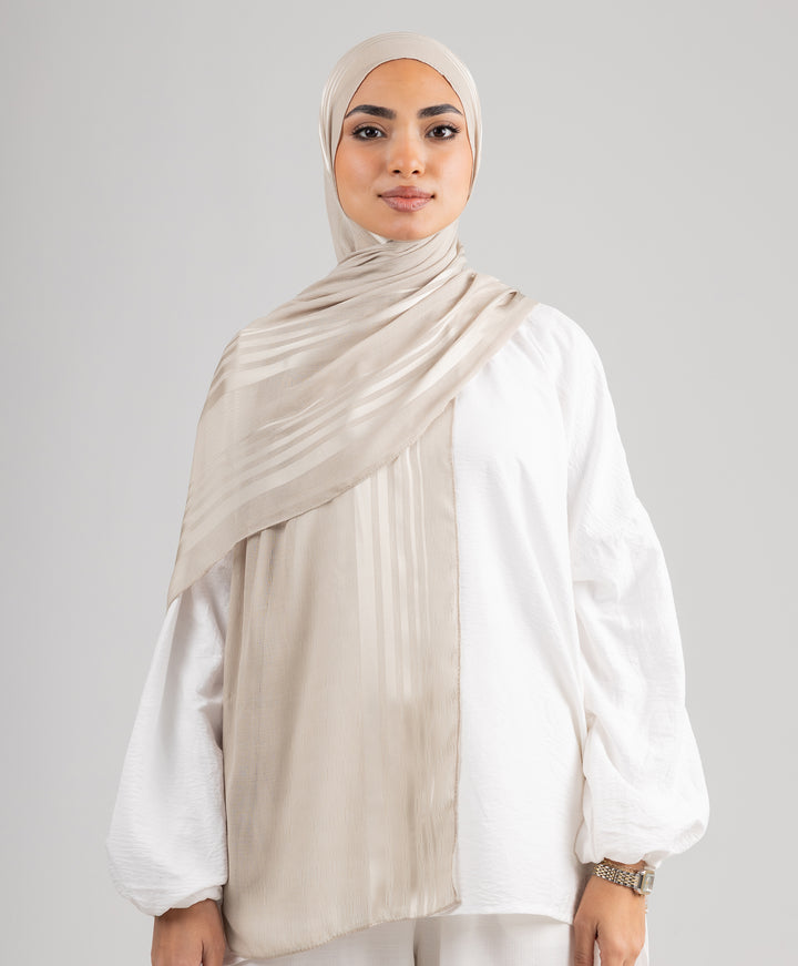 Stripe Satin Chiffon Scarf