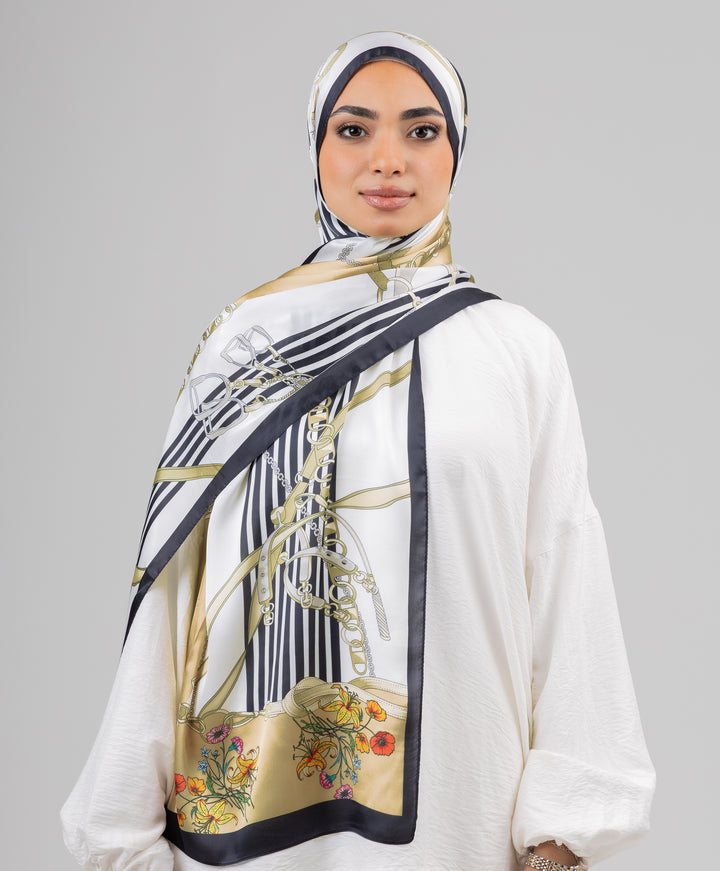 Golden Stripes Silk Scarf