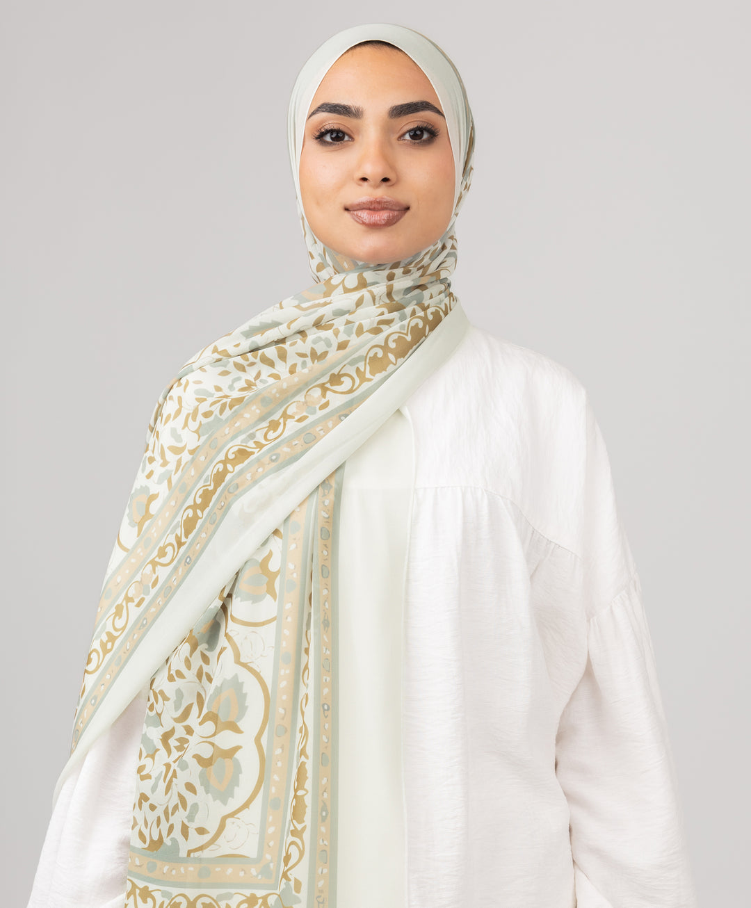 Ivory Bloom Chiffon Scarf