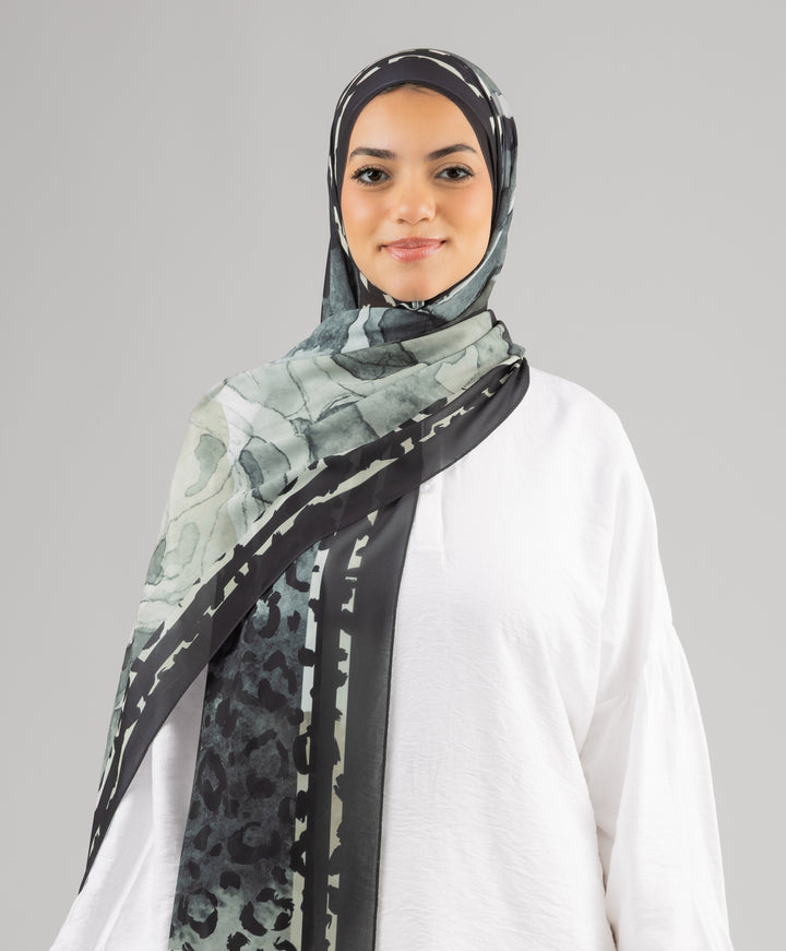 Midnight Leopard Chiffon Scarf