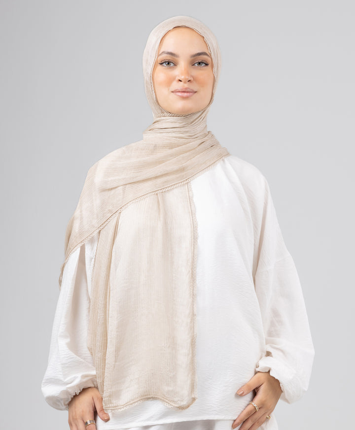 Lace Plain Cotton Scarf