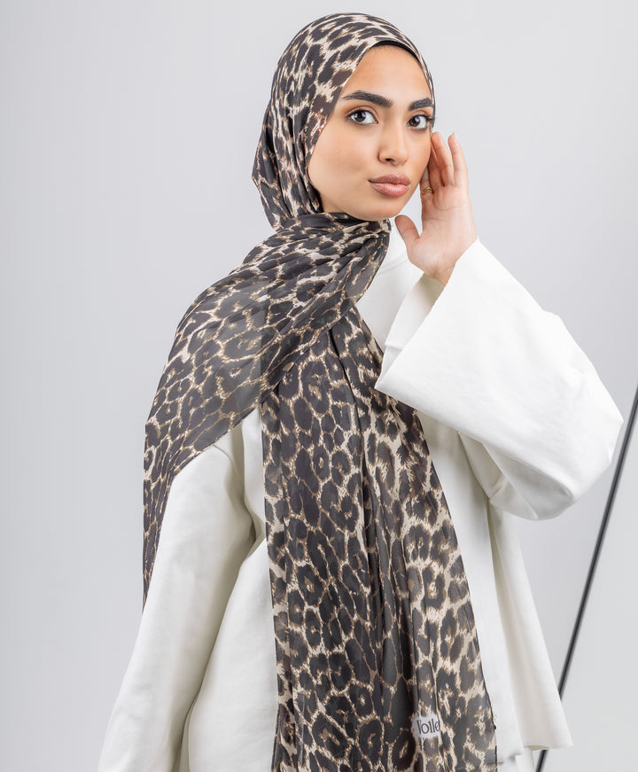 Leopard Chiffon Scarf