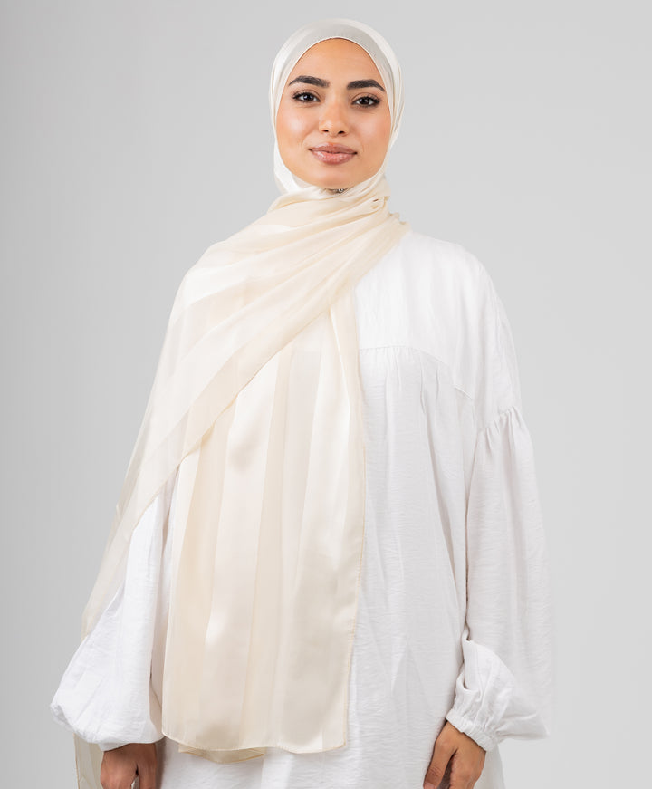 Abstract Satin Chiffon Scarf