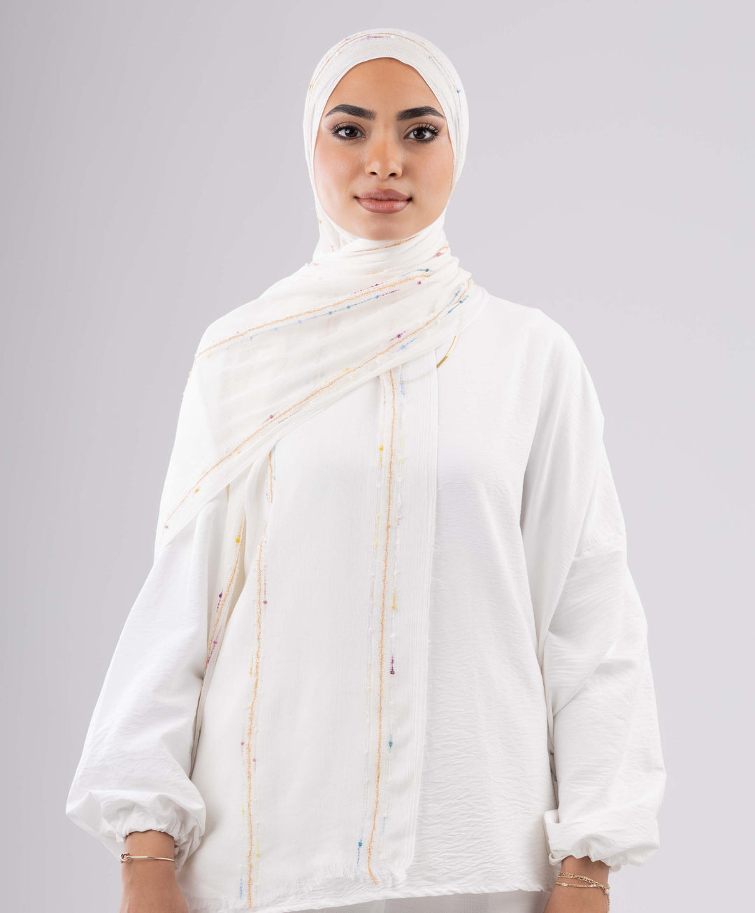 Embroidered Linen Scarf