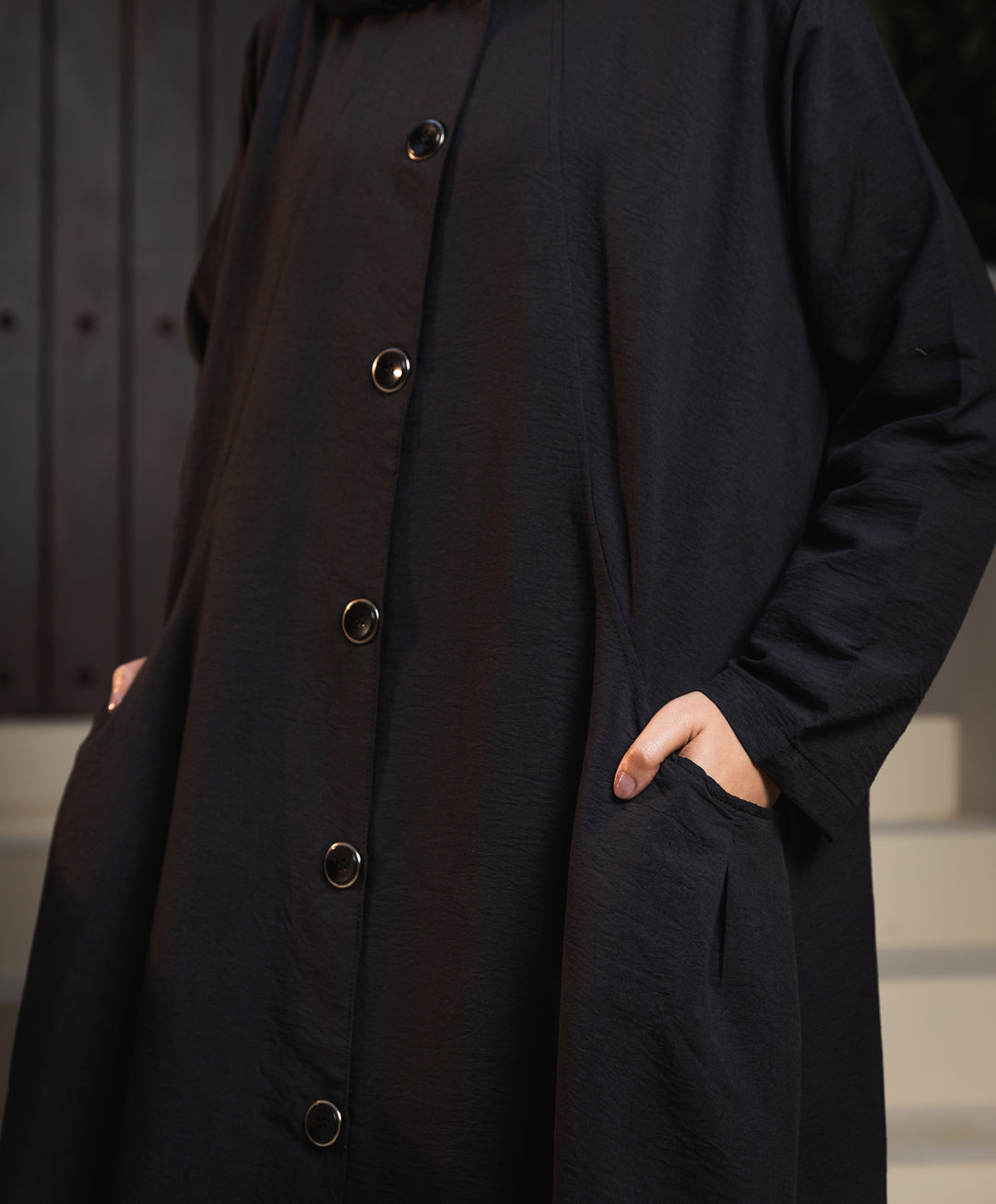 Plain Black Bubbly Abaya