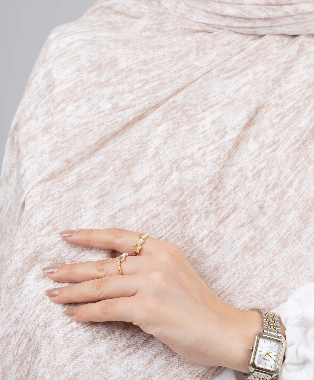 Foggy Marble Tassels Cotton Scarf