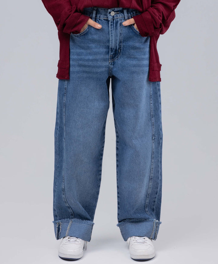 Cuffed Denim Pants