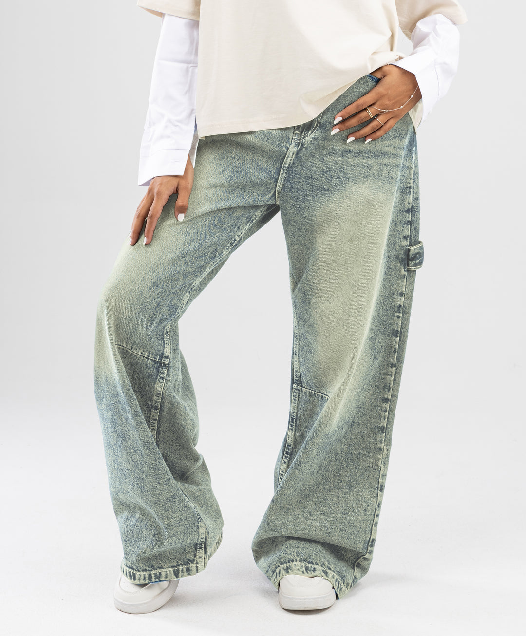 Washed Denim Pants