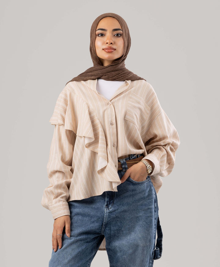 Ruffle Linen Shirt