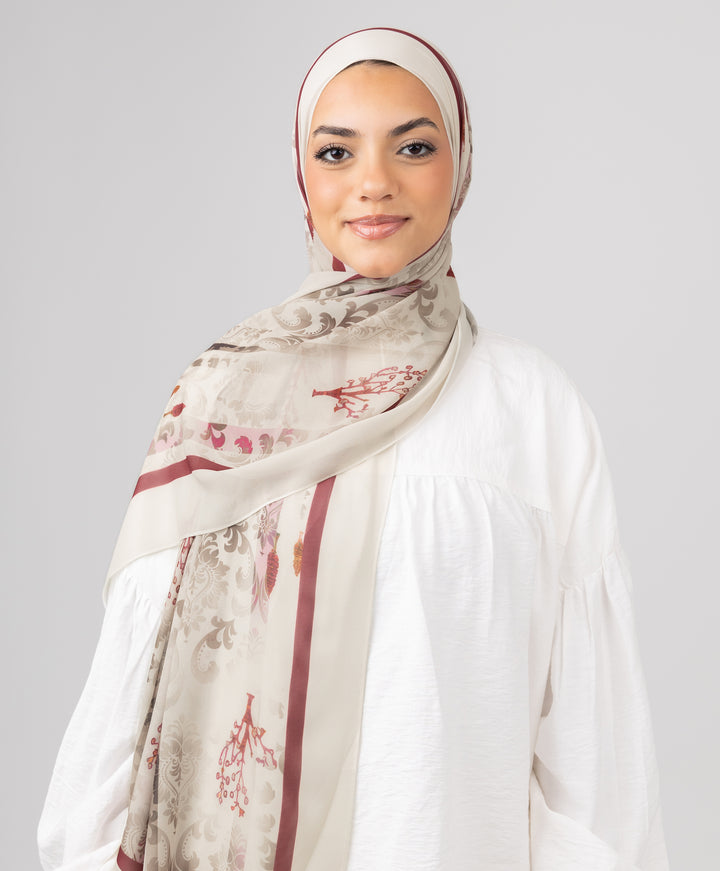 Soft Scroll Chiffon Scarf