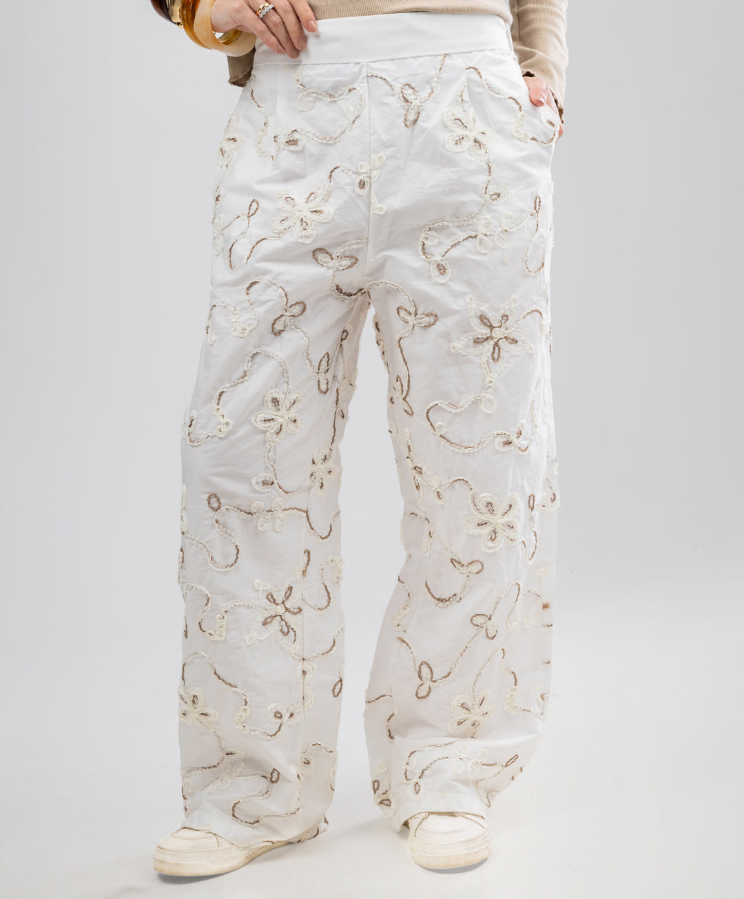 Embroidered Linen Pants