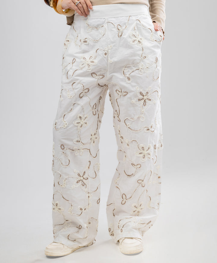 Embroidered Linen Pants