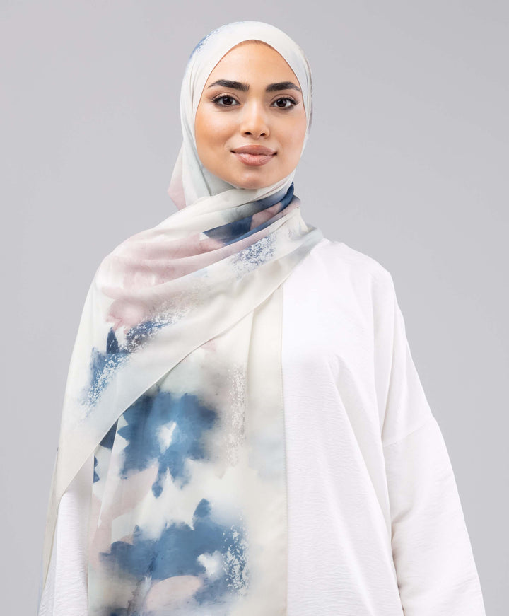 Blue Blossom Chiffon Scarf