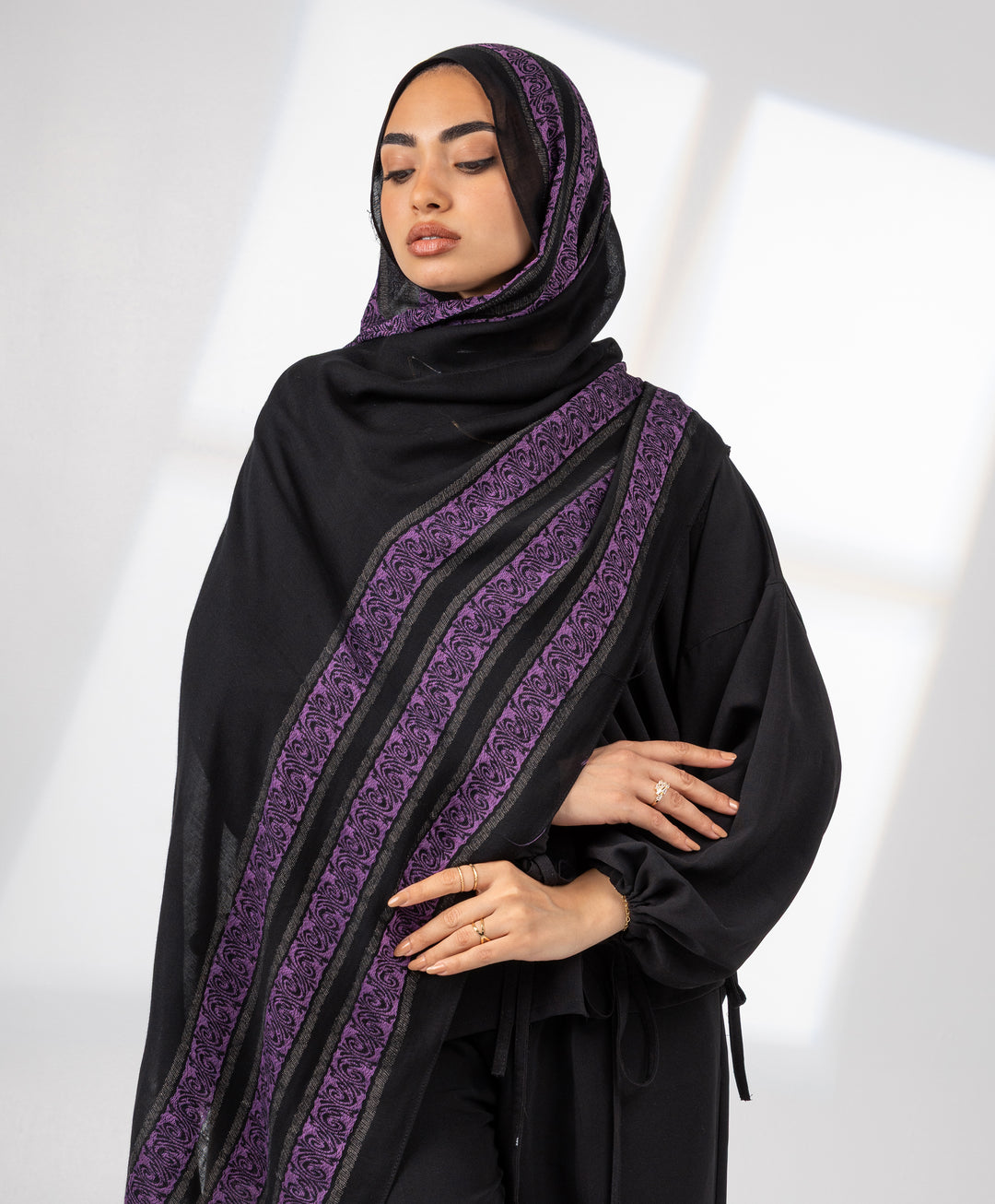 Midnight Lace Linen Scarf