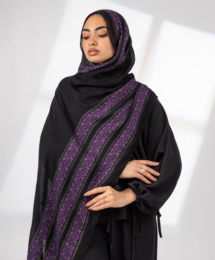 Midnight Lace Linen Scarf