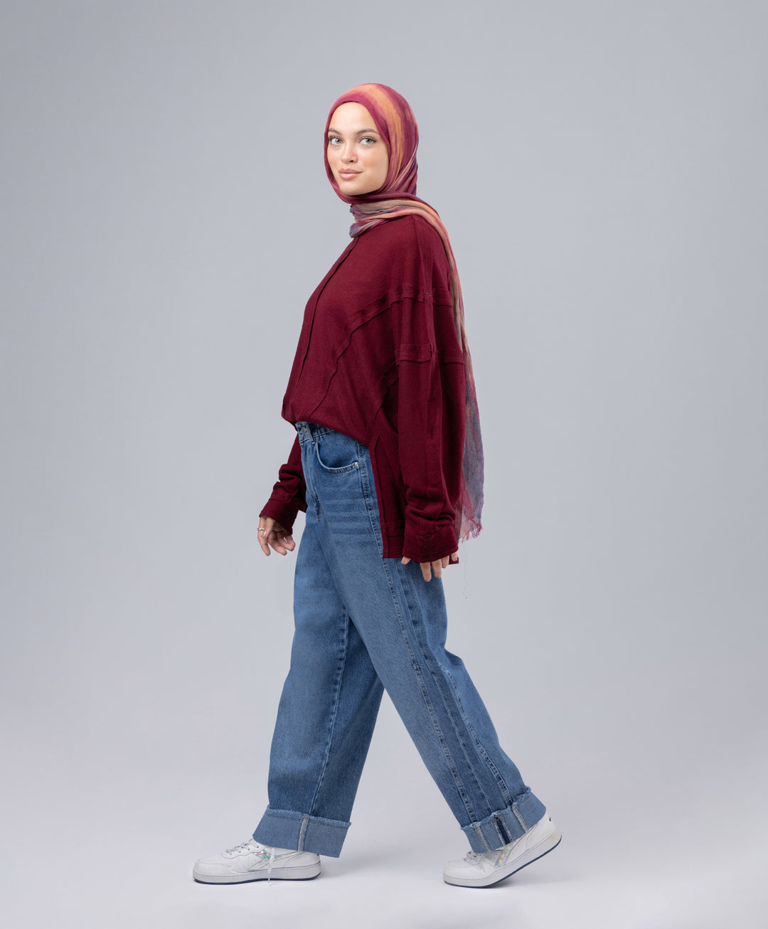 Cuffed Denim Pants
