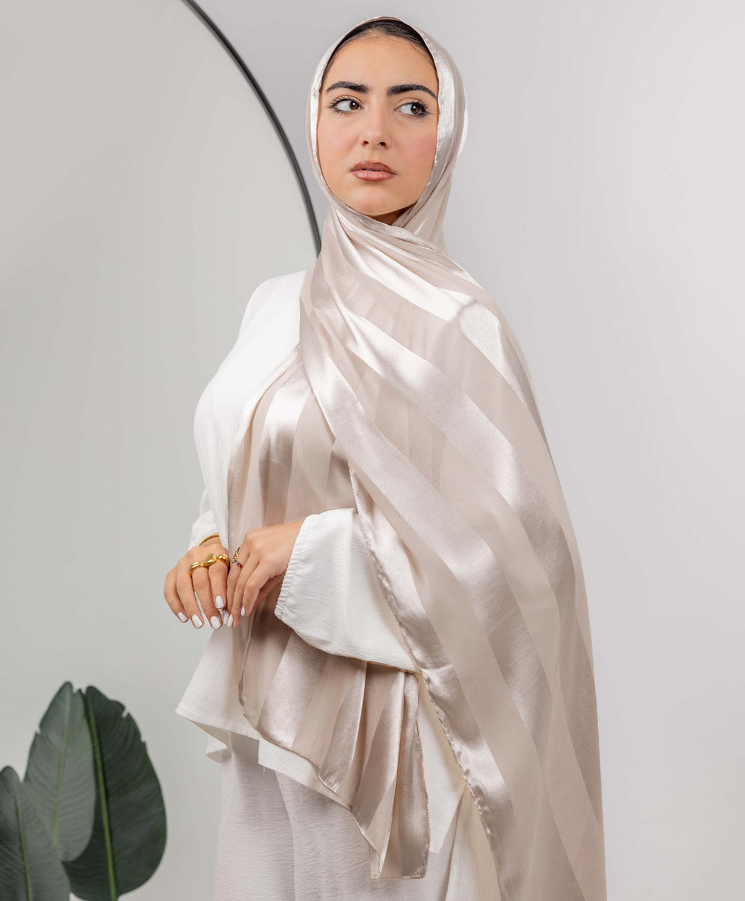 Crinkle Satin Chiffon Scarf