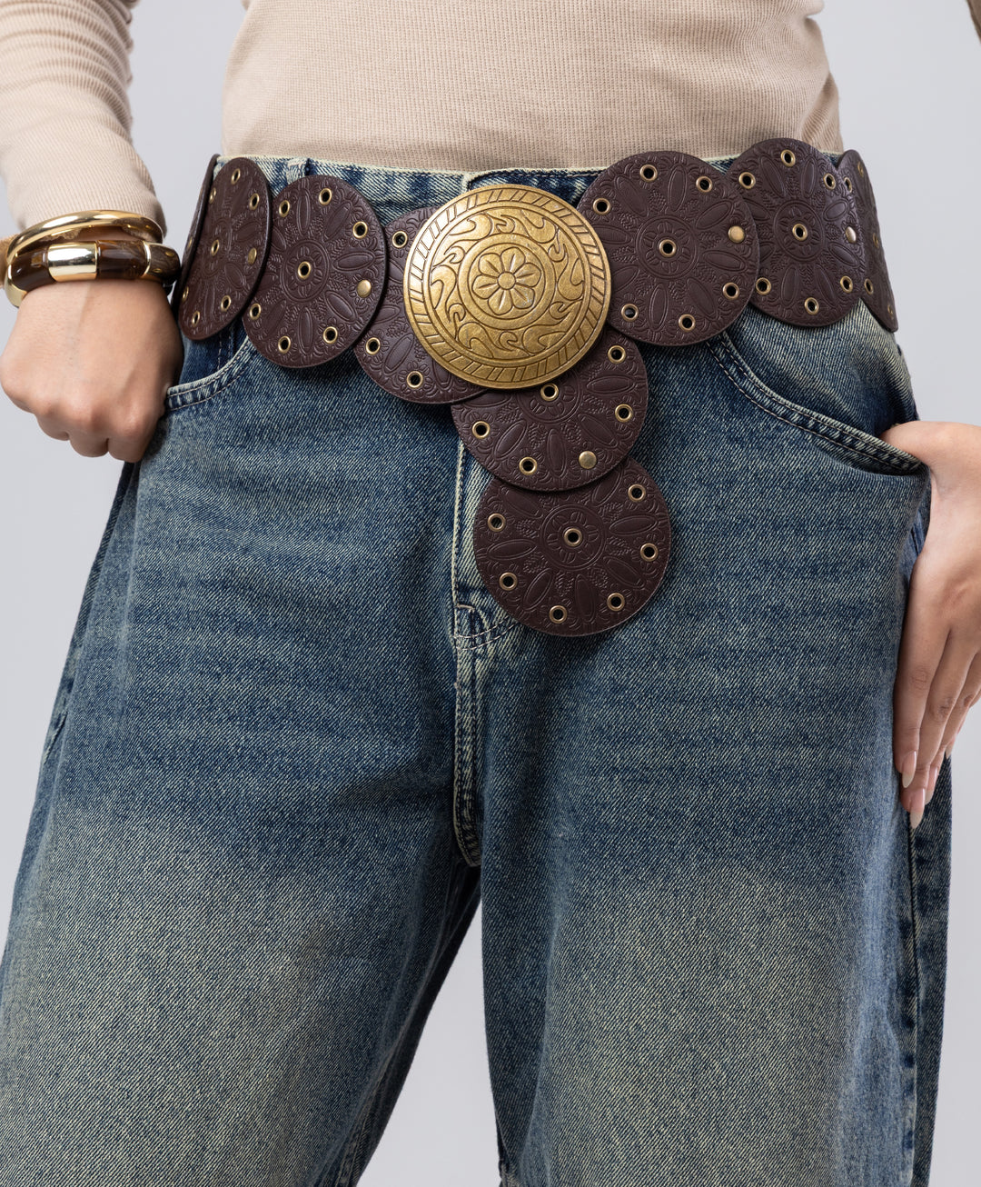 Disc Leather Belt