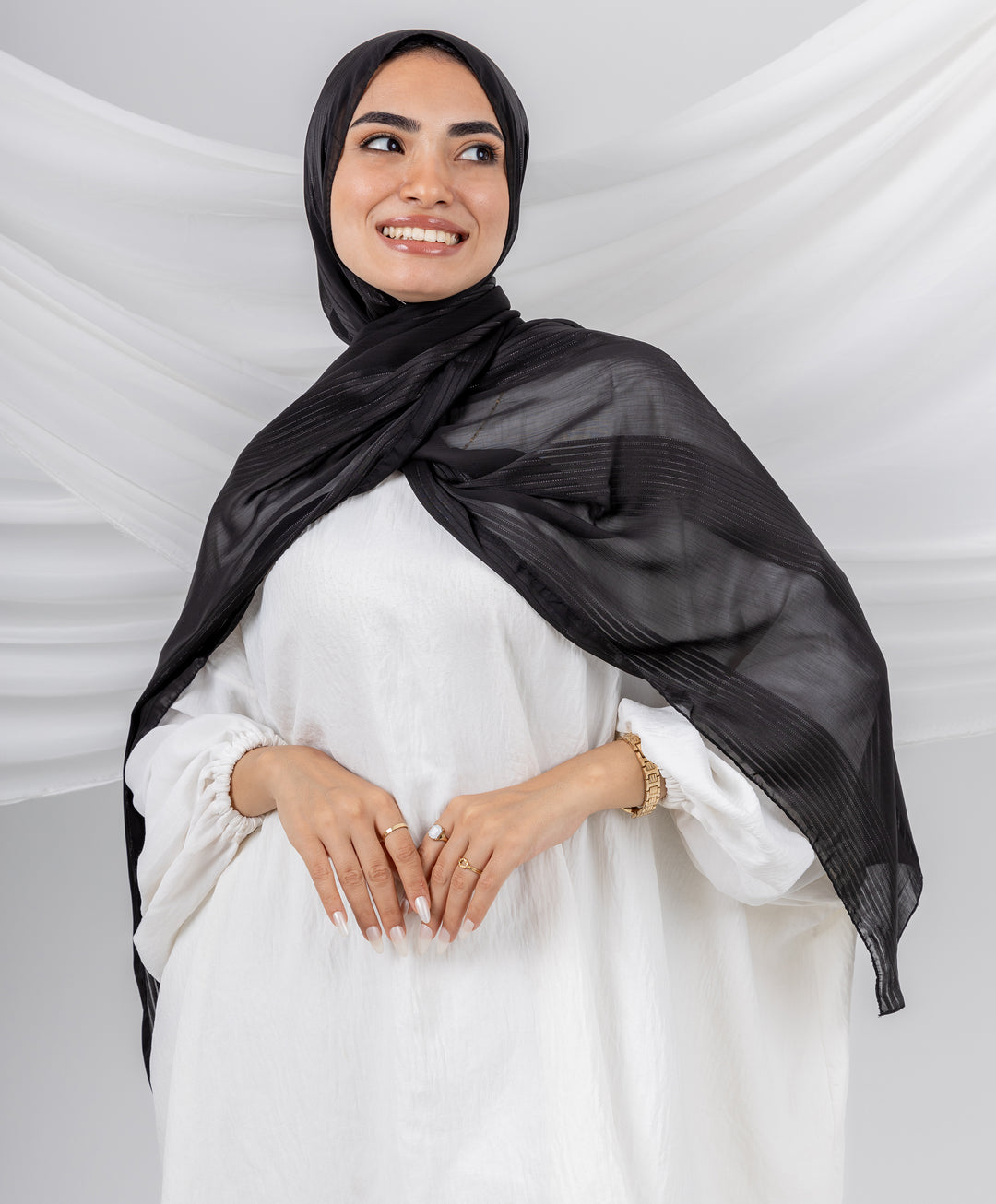 Glittery Satin Chiffon Scarf