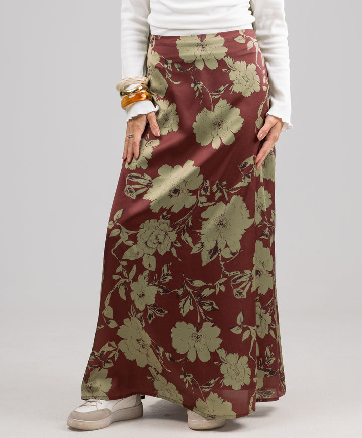 Floral Satin Skirt