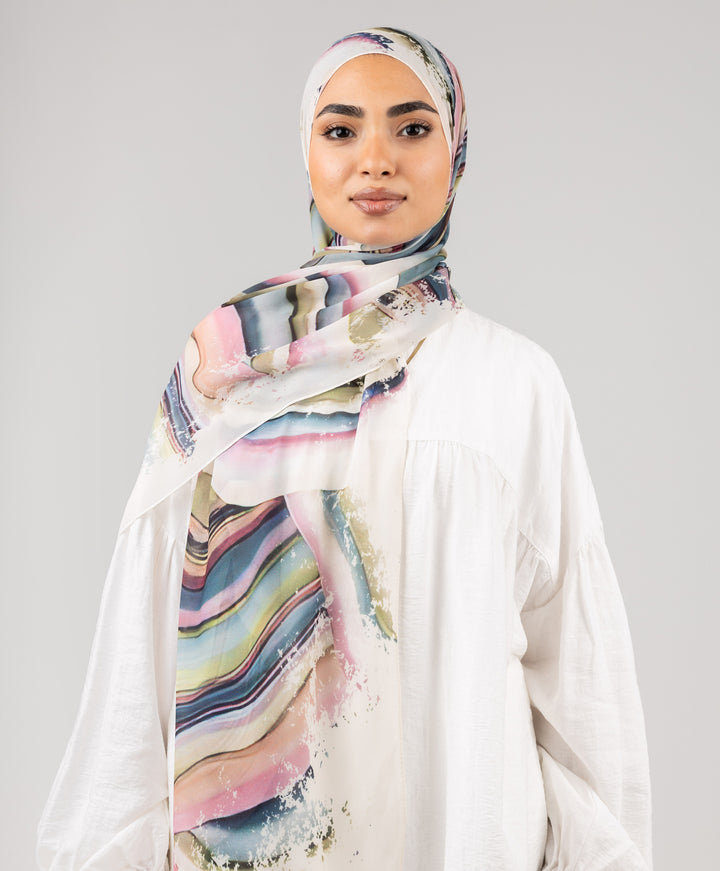 Opal Swirl Chiffon Scarf