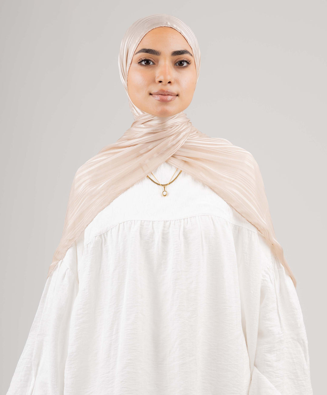 Striped Satin Chiffon Scarf