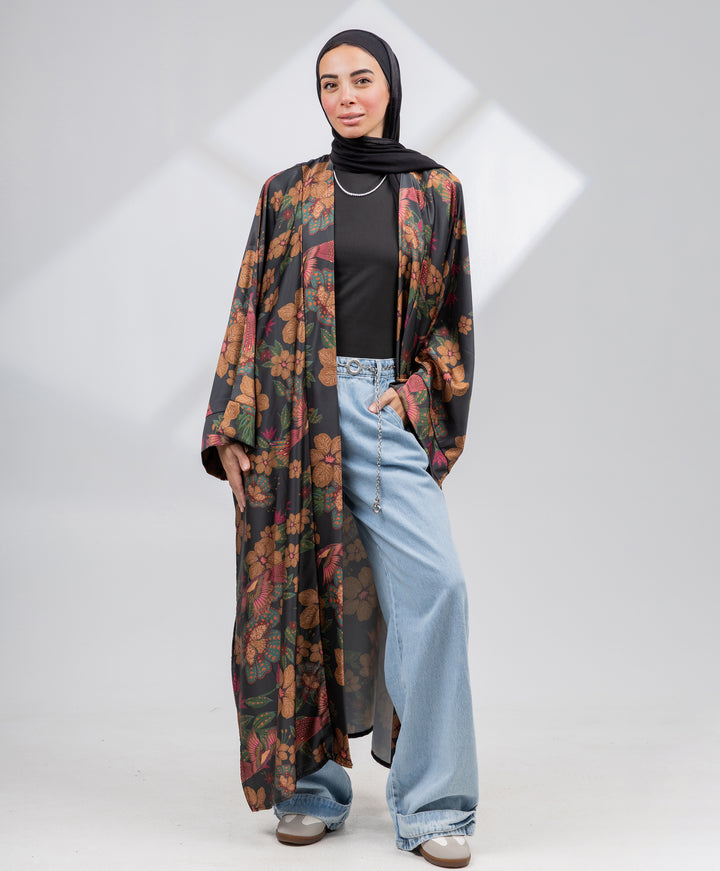Printed Satin Kimono