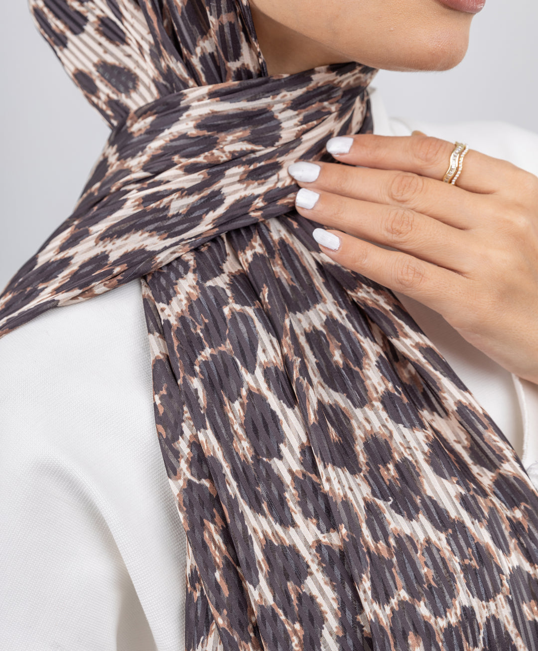 Leopard Satin Chiffon Scarf