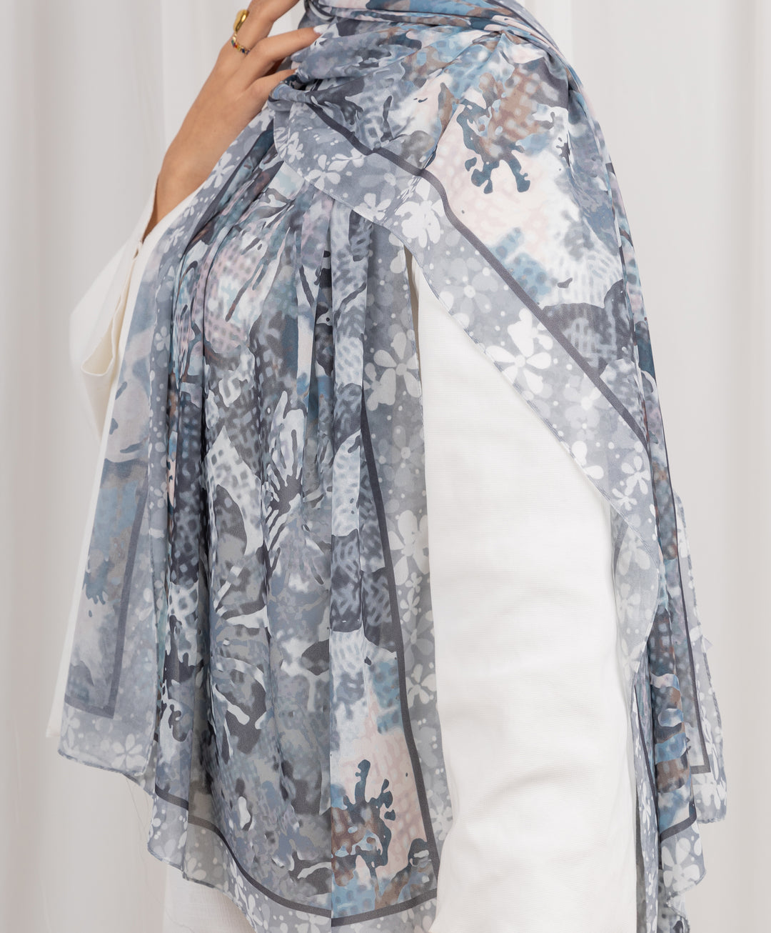 Watercolor Bloom Chiffon Scarf