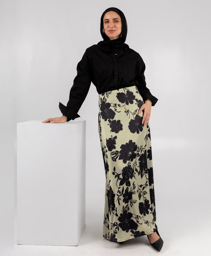 Floral Satin Skirt