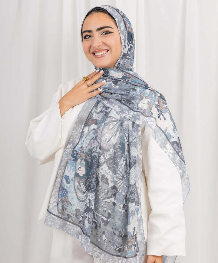 Watercolor Bloom Chiffon Scarf