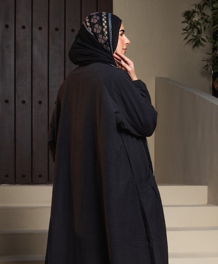 Plain Black Bubbly Abaya