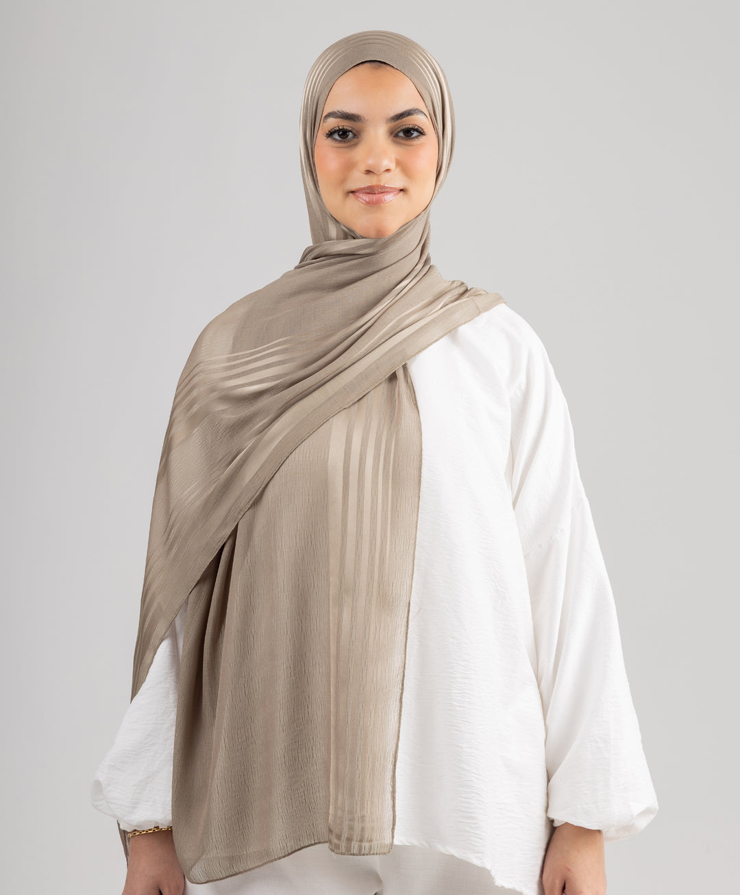 Stripe Satin Chiffon Scarf