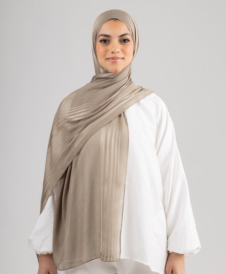 Stripe Satin Chiffon Scarf