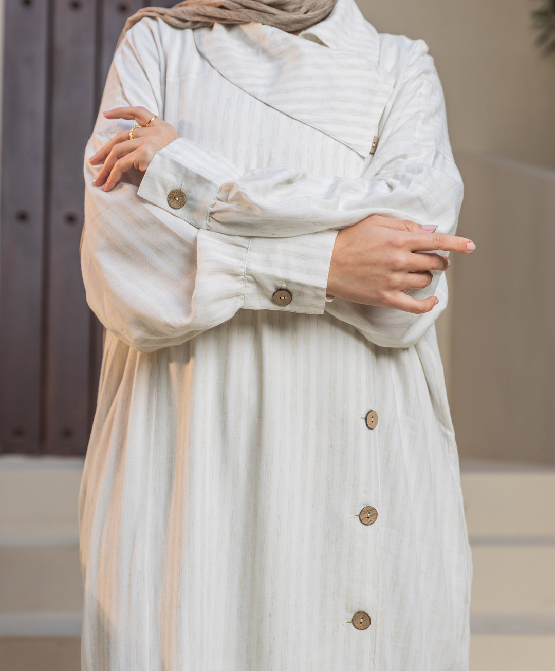 Striped Linen Abaya