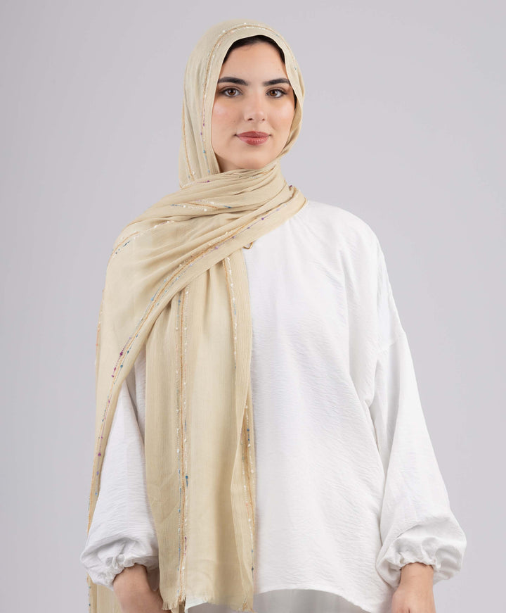 Embroidered Linen Scarf