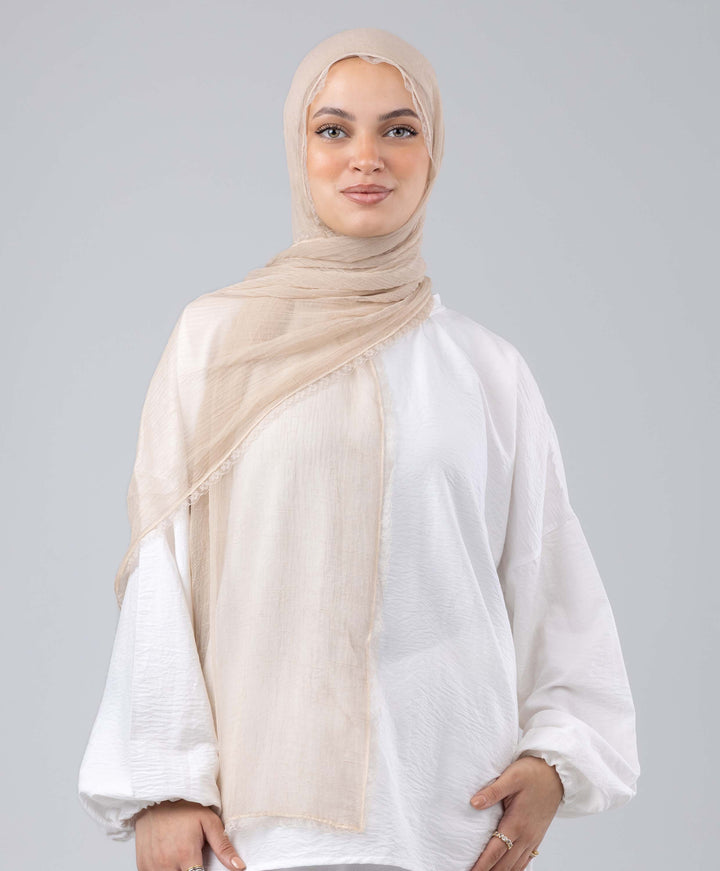 Lace Plain Crinkle Scarf