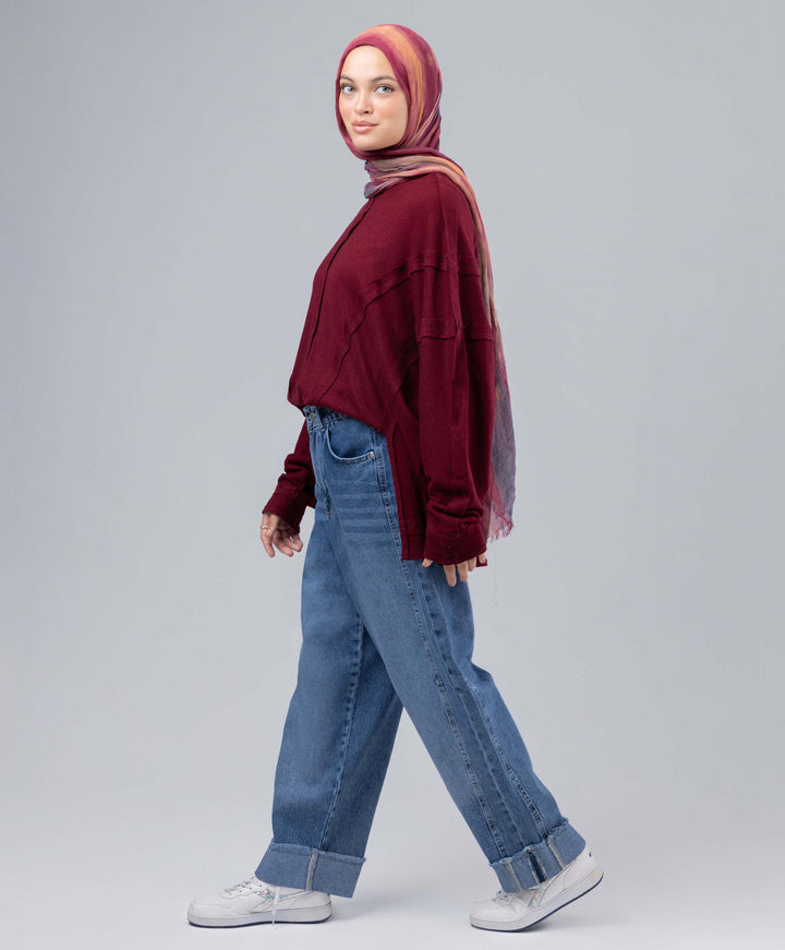 Cuffed Denim Pants