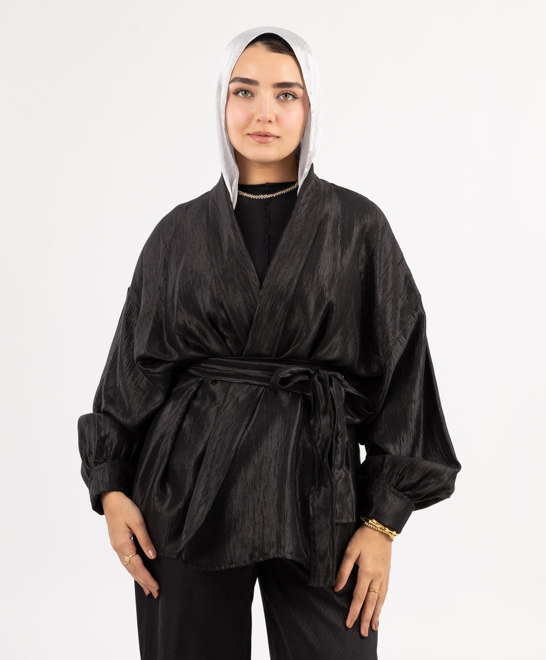 Glossy Wrap Kimono